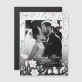 Vielen Dank Magnolia Eucalyptus Wedding Foto Magnetkarte (Vorne/Hinten)