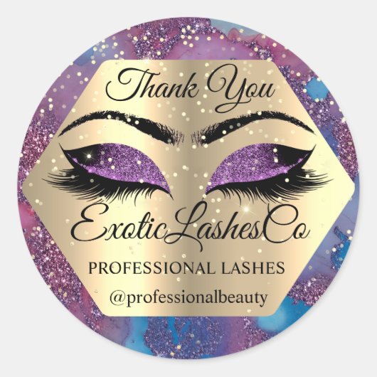Vielen Dank Makeup Artist Eyes Blue Lila Runder Aufkleber (Vorderseite)