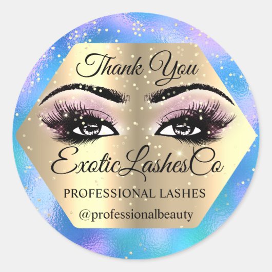 Vielen Dank Makeup Artist Eyes Blue Pink GOLD Runder Aufkleber (Vorderseite)
