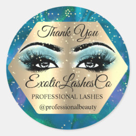 Vielen Dank Makeup Artist Gold LASHES Blue Minze Runder Aufkleber