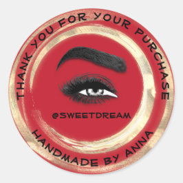 Vielen Dank Makeust Artist Lash Cleaner Logo Gold  Runder Aufkleber