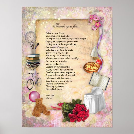 Vielen Dank Mama (anpassbar) Poster (Vorne)