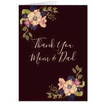 Vielen Dank, Mama und Vater , Burgunder Blumenkart