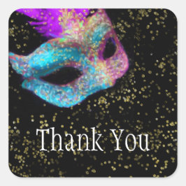 Vielen Dank Masquerade Black Pink Blue Quadratischer Aufkleber
