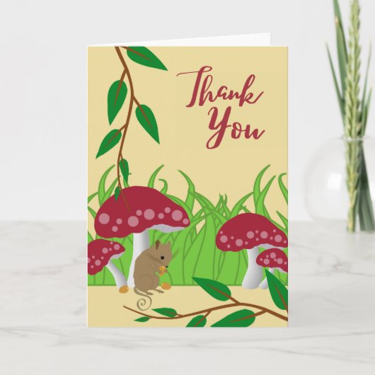 Vielen Dank, Maus unter einer Toadstool-Illustrati Dankeskarte (Vorderseite)
