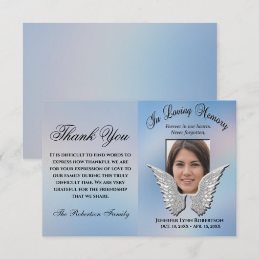 Vielen Dank Memorial Foto Keepake (Vorne/Hinten)