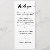 Vielen Dank Menü Card, Empfang Menu Vielen Dank Menükarte (Rückseite)