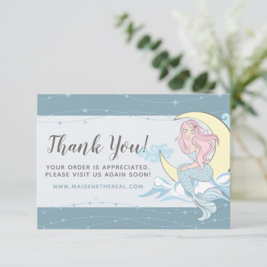 Vielen Dank Mermaid Moon & Stars Mystical Siren Ca Einladung (Stehend Vorderseite)