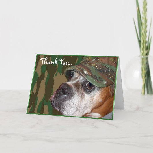 Vielen Dank Military Boxer Hundekarte Dankeskarte (Vorderseite)