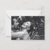 Vielen Dank minimale Hochzeit Foto schwarz-weiß Mitteilungskarte (Vorderseite)