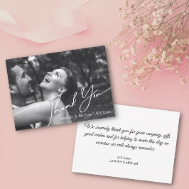 Vielen Dank minimale Hochzeit Foto Schwarz & Weiß Mitteilungskarte