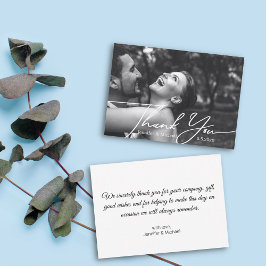 Vielen Dank minimale Hochzeit Foto schwarz-weiß Mitteilungskarte