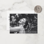 Vielen Dank minimale Hochzeit Foto Schwarz & Weiß Mitteilungskarte (Vorderseite/Rückseite Beispiel)