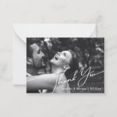 Vielen Dank minimale Hochzeit Foto Schwarz & Weiß Mitteilungskarte (Vorderseite)