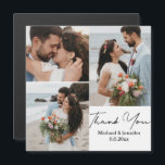 Vielen Dank, minimaler 3 Foto Hochzeitsmagnet Magnetkarte<br><div class="desc">Fotos von freepik.com elegante Kalligrafie Hochzeit 3 Fotos Collage Danke Magnetkarte.</div>