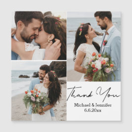 Vielen Dank, minimaler 3 Foto Hochzeitsmagnet Magnetkarte