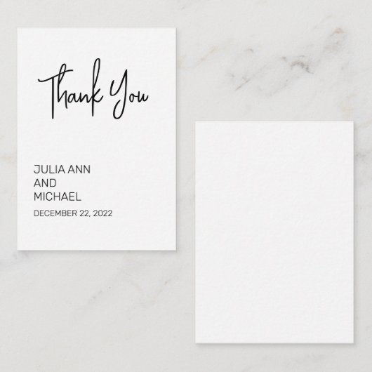 Vielen Dank Minimalistisch einfache Hochzeit Minim Mitteilungskarte (Vorne/Hinten)