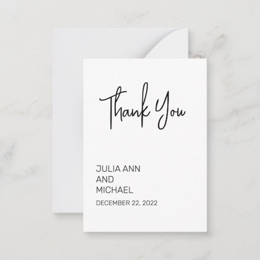 Vielen Dank Minimalistisch einfache Hochzeit Minim Mitteilungskarte (Vorderseite)