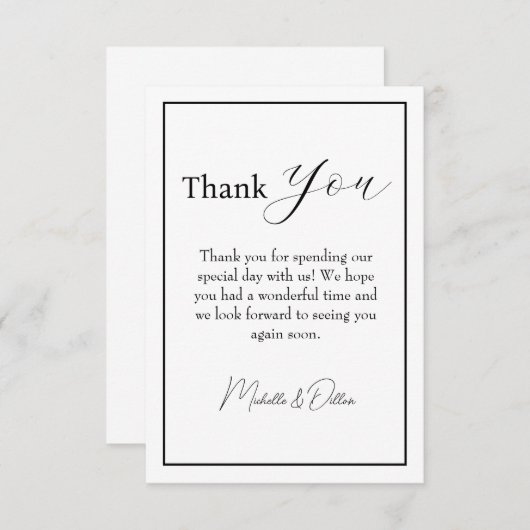 Vielen Dank - Minimalistisch, kursiv, Hochzeit Dankeskarte (Vorne/Hinten)