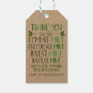 Vielen Dank Mint-Wertungs-Tag Geschenkanhänger