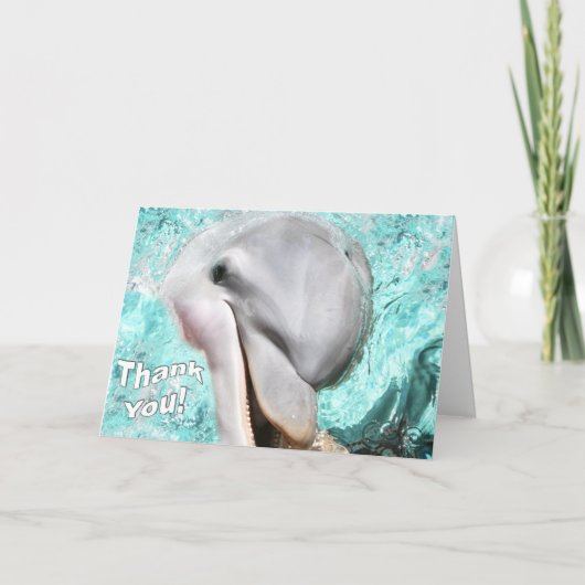 Vielen Dank mit der lächelnden Dolphin-Karte Dankeskarte (Vorderseite)