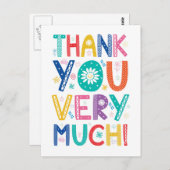 Vielen Dank mit farbenfroher Dekoration Postkarte (Vorne/Hinten)