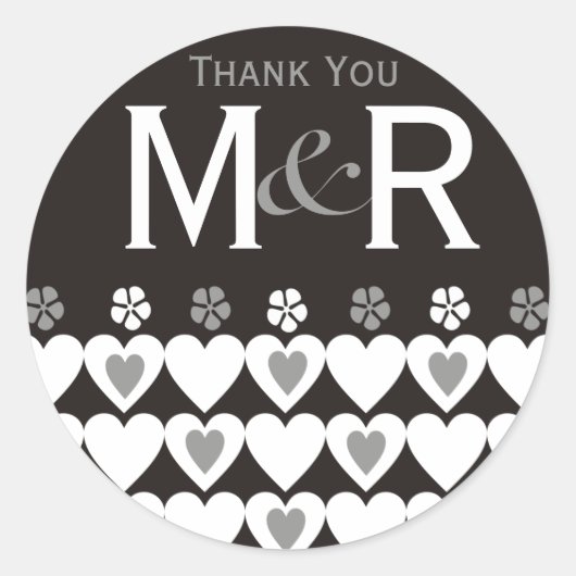 Vielen Dank Mit Monogramm Gastgeschenke Hochzeiten Runder Aufkleber (Vorderseite)