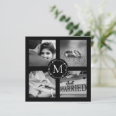 Vielen Dank, Mit Monogramm Hochzeitfotocollage Einladung (Stehend Vorderseite)