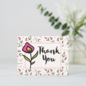 Vielen Dank mit Pink und Orange Blume Postkarte (Stehend Vorderseite)