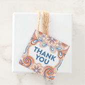 Vielen Dank mit Retro-Orange-Blume und Wirbel Geschenkanhänger (Beispiel)