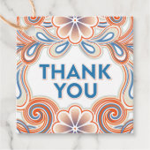 Vielen Dank mit Retro-Orange-Blume und Wirbel Geschenkanhänger (Vorderseite)