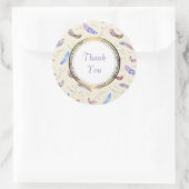 Vielen Dank mit Watercolor Feathers Blätter & Twig Runder Aufkleber (Tasche)