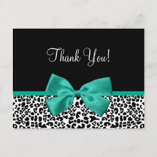 Vielen Dank, Modern Leopard Emerald Green Ribbon Postkarte