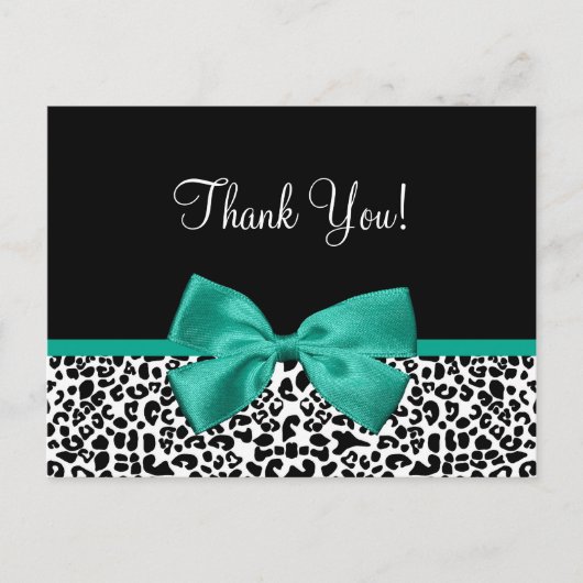 Vielen Dank, Modern Leopard Emerald Green Ribbon Postkarte (Vorderseite)