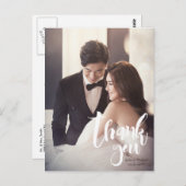 Vielen Dank, Modern, Script ・ Foto, Namen & Datum Postkarte (Vorne/Hinten)