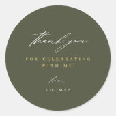 Vielen Dank, Modern Script Green Runder Aufkleber (Vorderseite)