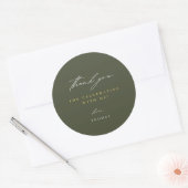 Vielen Dank, Modern Script Green Runder Aufkleber (Umschlag)