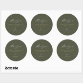 Vielen Dank, Modern Script Green Runder Aufkleber (Blatt)