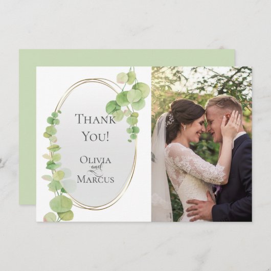 Vielen Dank - Modern Springtime Eucalyptus Dankeskarte (Vorne/Hinten)