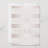 Vielen Dank - Moderne blush Luminy Stripes Monogra Dankeskarte (Vorderseite)