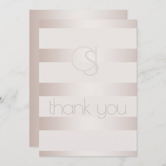 Vielen Dank - Moderne blush Luminy Stripes Monogra Dankeskarte (Vorne/Hinten)