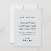 Vielen Dank, moderne einfache Hochzeitsnahrung Dankeskarte (Rückseite)