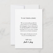 Vielen Dank, moderne einfache Hochzeitsnahrung Dankeskarte (Rückseite)