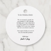 Vielen Dank, moderne einfache Hochzeitsnahrung Geschenkanhänger (Rückseite)