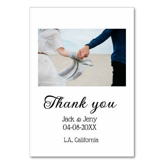 Vielen Dank, moderne einfache Hochzeitsnahrung Tischnummer (Vorderseite)