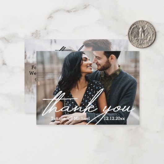 Vielen Dank, moderne Handschrift schicke Hochzeit Mitteilungskarte (Vorderseite/Rückseite Beispiel)