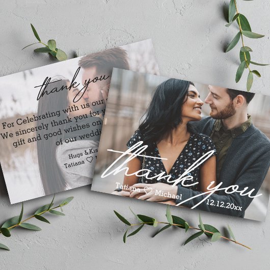 Vielen Dank, moderne Handschrift schicke Hochzeit Mitteilungskarte