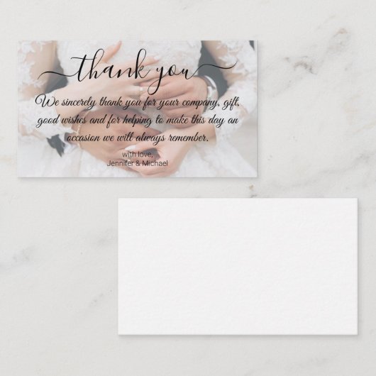 Vielen Dank, moderne handschriftliche Hochzeitsfot Mitteilungskarte (Vorne/Hinten)