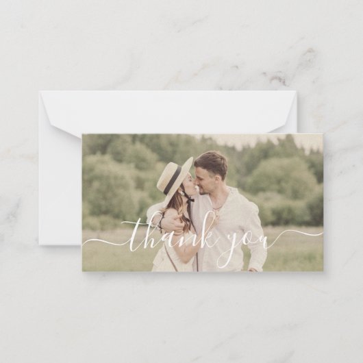 Vielen Dank moderne Skript Hochzeit Foto Note Kart Mitteilungskarte (Vorderseite)