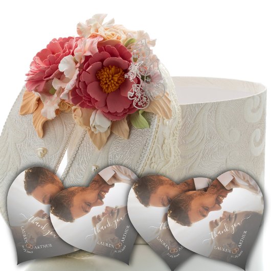 Vielen Dank, Moderner Chic Ultra Minimal Foto Hoch Herz-Aufkleber